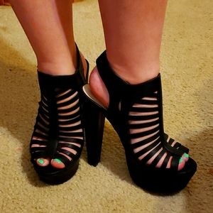 6 inch open toe strappy heels